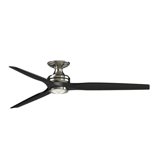 Fanimation Spitfire DC Custom 64in Flush 1-Light Ceiling Fan | Brushed Nickel and Black Buttonwood Blades | Covered | Model FPD6721BBN-64BL-LK-F