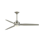 Fanimation Spitfire DC Custom 64in Downrod 1-Light Ceiling Fan | Brushed Nickel and Brushed Nickel Buttonwood Blades | Model FPD6721BBN-64BN-DWLK