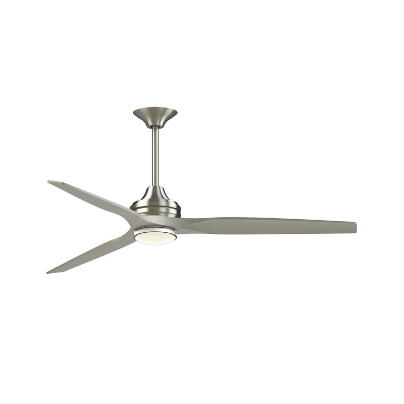 Fanimation Spitfire DC Custom 64in Downrod 1-Light Ceiling Fan | Brushed Nickel and Brushed Nickel Buttonwood Blades | Model FPD6721BBN-64BN-DWLK