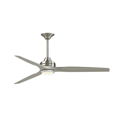 Fanimation Spitfire DC Custom 64in Downrod 1-Light Ceiling Fan | Brushed Nickel and Brushed Nickel Buttonwood Blades | Model FPD6721BBN-64BN-DWLK