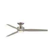 Fanimation Spitfire DC Custom 64in Flush 1-Light Ceiling Fan | Brushed Nickel and Brushed Nickel Buttonwood Blades | Model FPD6721BBN-64BN-DWLK-F