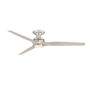 Fanimation Spitfire DC Custom 64in Flush Smart Ceiling Fan with LED Light Kit | Brushed Nickel and Brushed Nickel Blades | Model FPD6721BBN-64BN-LK-F