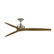 Fanimation Spitfire DC Custom 64in Downrod Smart Ceiling Fan | Brushed Nickel and Koa Wood | Covered Patio & Living Room | Model FPD6721BBN-64K