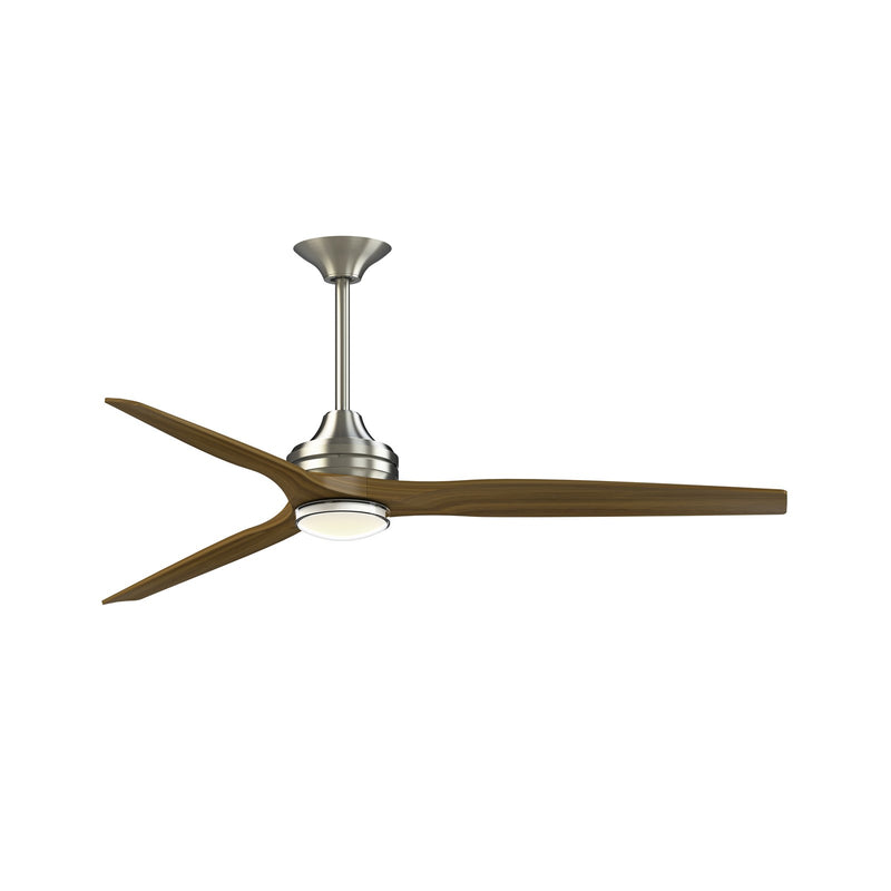 Fanimation Spitfire DC Custom 64in Downrod Smart Ceiling Fan with LED Light Kit | Brushed Nickel and Koa Wood | Covered | Model FPD6721BBN-64K-DWLK