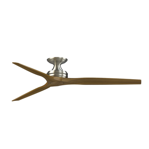 Fanimation Spitfire DC Custom 64in Flush Smart Ceiling Fan | Brushed Nickel and Koa Wood Blades | Covered Patio & Bedroom | Model FPD6721BBN-64K-F