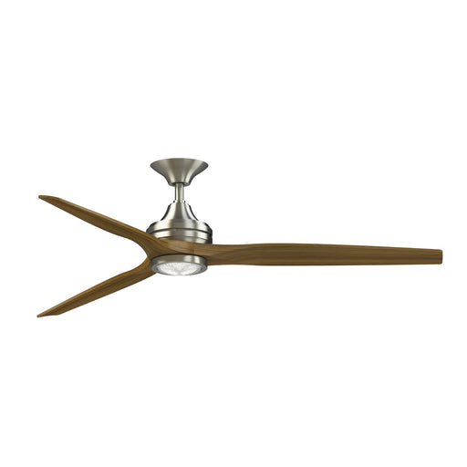Fanimation Spitfire DC Custom 64in Smart Ceiling Fan with LED Light | Brushed Nickel and Koa Wood Blades | Covered Patio | Model FPD6721BBN-64K-LK