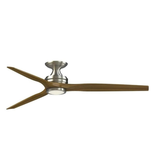 Fanimation Spitfire DC Custom 64in Flush Smart Ceiling Fan with LED Light | Brushed Nickel and Koa Wood Blades | Covered | Model FPD6721BBN-64K-LK-F
