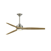 Fanimation Spitfire 64in 1-Light Ceiling Fan | Modern Brushed Nickel and Clear Glass | Covered Patio & Living Room | Model FPD6721BBN-64N-DWLK