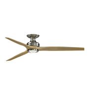 Fanimation Spitfire DC Custom 64in Flush Indoor/Outdoor Smart Ceiling Fan with LED CCT Select Light Kit | Brushed Nickel | Model FPD6721BBN-64N-LK-F