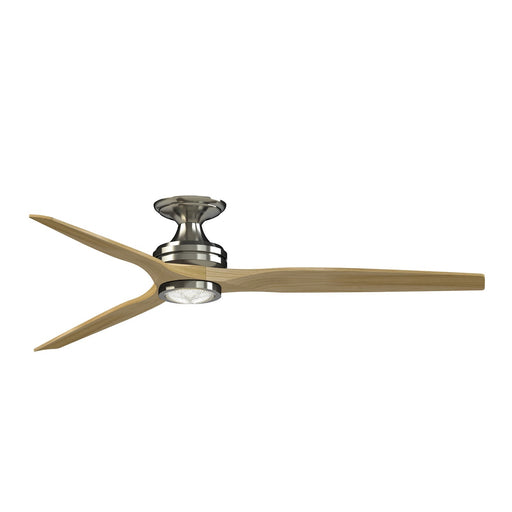 Fanimation Spitfire DC Custom 64in Flush Indoor/Outdoor Smart Ceiling Fan with LED CCT Select Light Kit | Brushed Nickel | Model FPD6721BBN-64N-LK-F