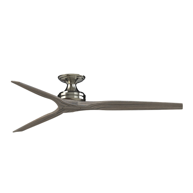 Fanimation Spitfire DC Custom 64in Flush Indoor/Outdoor Smart Ceiling Fan | Brushed Nickel and Weathered Wood Buttonwood | Model FPD6721BBN-64WE-F
