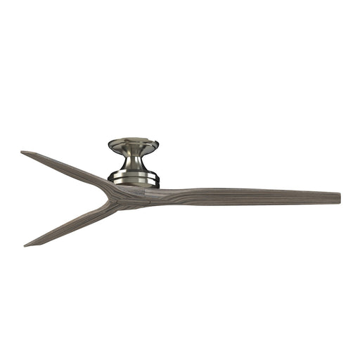 Fanimation Spitfire DC Custom 64in Flush Indoor/Outdoor Smart Ceiling Fan | Brushed Nickel and Weathered Wood Buttonwood | Model FPD6721BBN-64WE-F