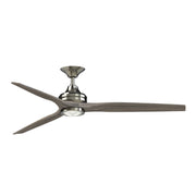 Fanimation Spitfire DC Custom 64in Downrod Indoor/Outdoor Smart Ceiling Fan with LED CCT Select Light Kit | Brushed Nickel | Model FPD6721BBN-64WE-LK