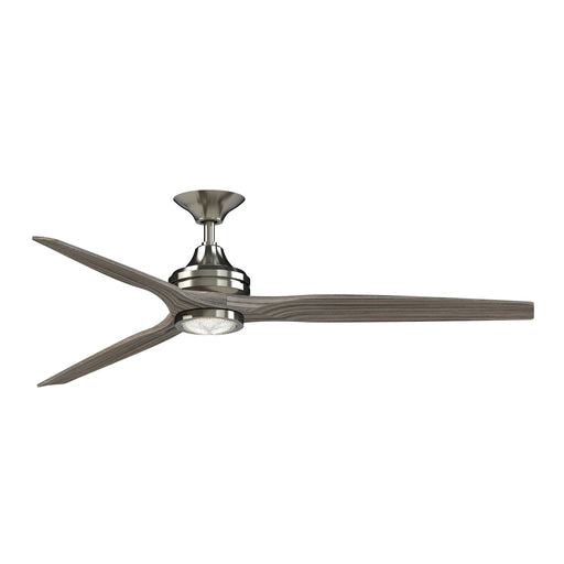 Fanimation Spitfire DC Custom 64in Downrod Indoor/Outdoor Smart Ceiling Fan with LED CCT Select Light Kit | Brushed Nickel | Model FPD6721BBN-64WE-LK
