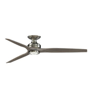 Fanimation Spitfire DC Custom 64in 1-Light Ceiling Fan | Brushed Nickel and Weathered Wood Buttonwood Blades | Covered | Model FPD6721BBN-64WE-LK-F