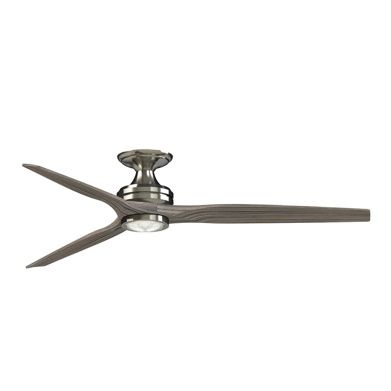 Fanimation Spitfire DC Custom 64in 1-Light Ceiling Fan | Brushed Nickel and Weathered Wood Buttonwood Blades | Covered | Model FPD6721BBN-64WE-LK-F