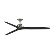 Fanimation Spitfire DC Custom 72in Ceiling Fan | Brushed Nickel and Black Buttonwood Blades | Covered Patio & Indoor | Model FPD6721BBN-72BL