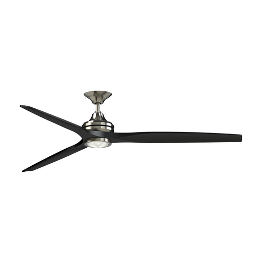 Fanimation Spitfire DC Custom 72in Ceiling Fan with LED Light | Brushed Nickel and Black Buttonwood Blades | Covered Patio | Model FPD6721BBN-72BL-LK