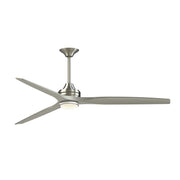 Fanimation Spitfire DC Custom 72in 1-Light Ceiling Fan | Brushed Nickel and Clear Glass | Covered Patio & Living Room | Model FPD6721BBN-72BN-DWLK