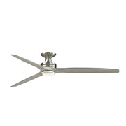 Fanimation Spitfire DC Custom 72in Flush 1-Light Ceiling Fan | Brushed Nickel and Clear Glass | Low Ceiling & Covered | Model FPD6721BBN-72BN-DWLK-F