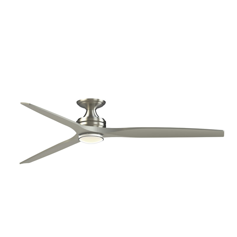 Fanimation Spitfire DC Custom 72in Flush 1-Light Ceiling Fan | Brushed Nickel and Clear Glass | Low Ceiling & Covered | Model FPD6721BBN-72BN-DWLK-F