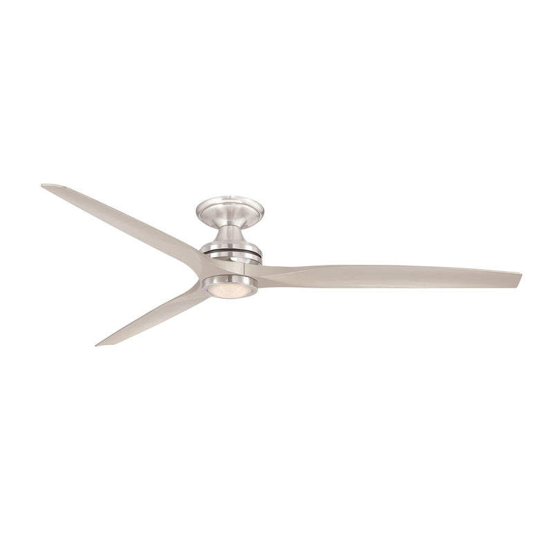 Fanimation Spitfire DC Custom 72in Flush Indoor/Outdoor Smart Ceiling Fan | Brushed Nickel and Black Buttonwood Blades | Model FPD6721BBN-72BN-LK-F