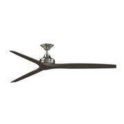 Fanimation Spitfire DC Custom 72in Downrod Indoor/Outdoor Smart Ceiling Fan | Brushed Nickel and Dark Walnut Buttonwood | Model FPD6721BBN-72DWA
