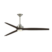 Fanimation Spitfire DC Custom 72in Downrod Indoor/Outdoor Smart Ceiling Fan | Brushed Nickel and Dark Walnut Buttonwood | Model FPD6721BBN-72DWA-DWLK