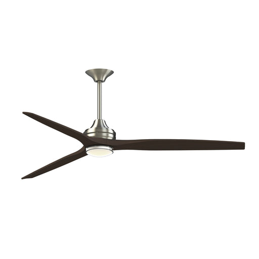 Fanimation Spitfire DC Custom 72in Downrod Indoor/Outdoor Smart Ceiling Fan | Brushed Nickel and Dark Walnut Buttonwood | Model FPD6721BBN-72DWA-DWLK
