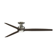 Fanimation Spitfire DC Custom 72in Flush Mount Smart Ceiling Fan with LED Light | Brushed Nickel and Dark Walnut | Model FPD6721BBN-72DWALKF