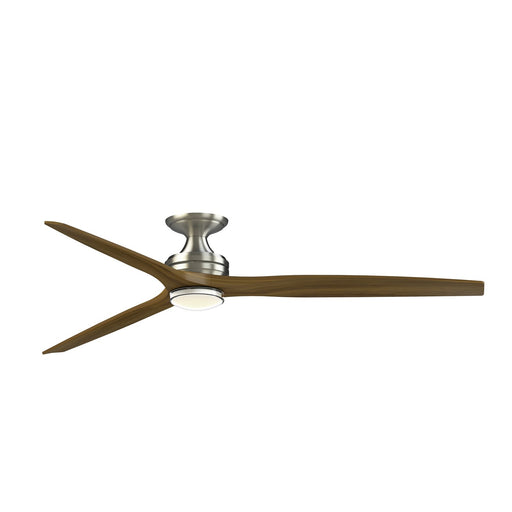 Fanimation Spitfire DC Custom 72in Flush 1-Light Ceiling Fan | Brushed Nickel and Koa Wood Blades | Covered Patio & Low | Model FPD6721BBN-72K-DWLK-F