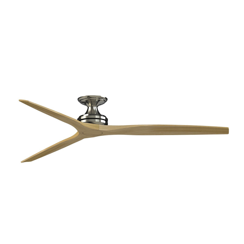 Fanimation Spitfire DC Custom 72in Flush Ceiling Fan | Brushed Nickel and Natural Buttonwood | Covered Patio & Living Room | Model FPD6721BBN-72N-F