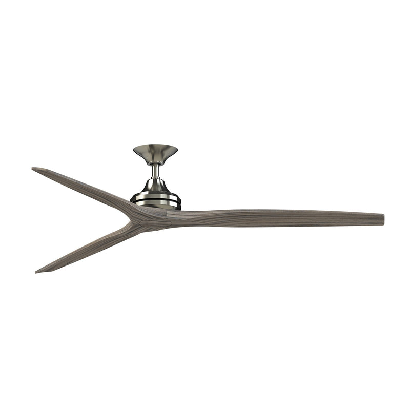 Fanimation Spitfire DC Custom 72in Ceiling Fan | Brushed Nickel and Weathered Wood Buttonwood | Covered Patio & Living Room | Model FPD6721BBN-72WE