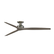 Fanimation Spitfire DC Custom 72in Flush Smart Ceiling Fan | Brushed Nickel and Weathered Wood | Covered Patio & Living | Model FPD6721BBN-72WE-F
