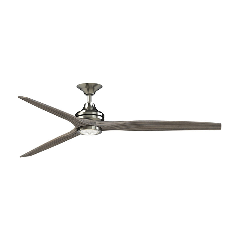 Fanimation Spitfire DC Custom 72in Smart Ceiling Fan with LED Light Kit | Brushed Nickel and Weathered Wood | Covered | Model FPD6721BBN-72WE-LK