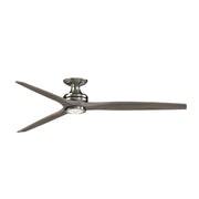 Fanimation Spitfire DC Custom 72in Flush Smart Ceiling Fan with LED Light Kit | Brushed Nickel and Weathered Wood | Model FPD6721BBN-72WE-LK-F