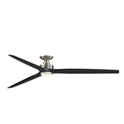 Fanimation Spitfire DC Custom 84in Flush 1-Light Ceiling Fan | Brushed Nickel and Clear Glass | Covered Patio & Living | Model FPD6721BBN-84BL-DWLK-F