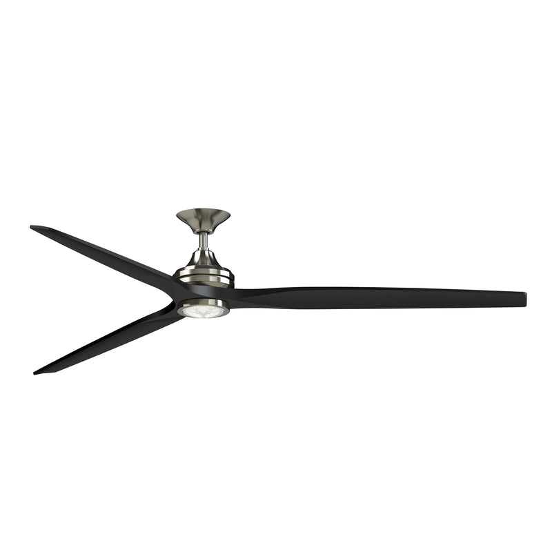 Fanimation Spitfire DC Custom 84in 1-Light Ceiling Fan | Brushed Nickel and Black Buttonwood Blades | Covered Patio | Model FPD6721BBN-84BL-LK
