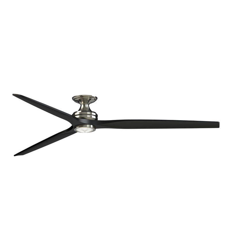 Fanimation Spitfire DC Custom 84in Flush Smart Ceiling Fan with LED CCT Select Light Kit | Brushed Nickel and Black | Model FPD6721BBN-84BL-LK-F