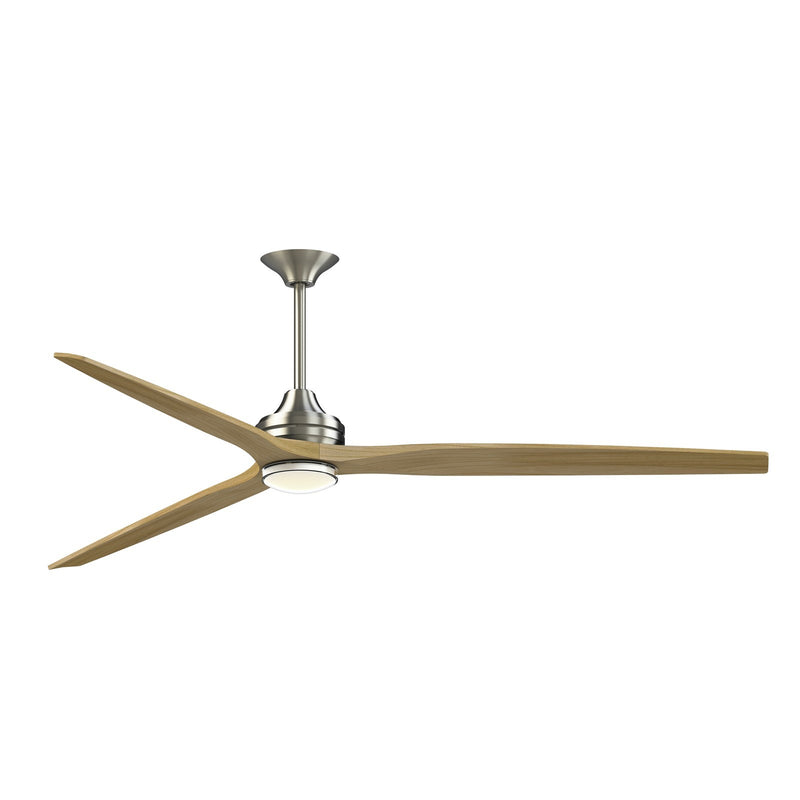 Fanimation Spitfire DC Custom 84in Downrod Smart Ceiling Fan with LED CCT Select Marine Light Kit | Brushed Nickel and | Model FPD6721BBN-84BN-DWLK