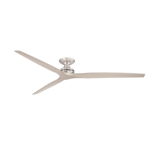 Fanimation Spitfire DC Custom 84in Flush Smart Ceiling Fan | Brushed Nickel and Buttonwood Blades | Covered Patio & Living | Model FPD6721BBN-84BN-F