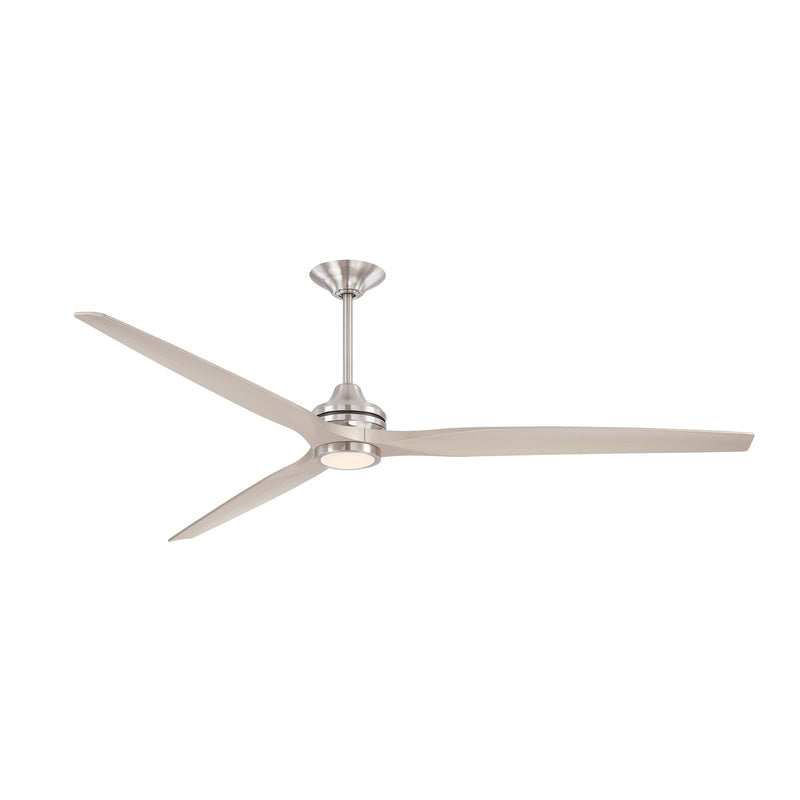 Fanimation Spitfire DC Custom 84in Smart Ceiling Fan with LED Light Kit | Brushed Nickel and Buttonwood Blades | Covered | Model FPD6721BBN-84BN-LK