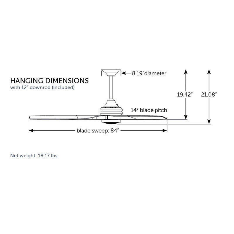 Fanimation Spitfire DC Custom 84in Smart Ceiling Fan with LED Light Kit | Brushed Nickel and Buttonwood Blades | Covered | Model FPD6721BBN-84BN-LK