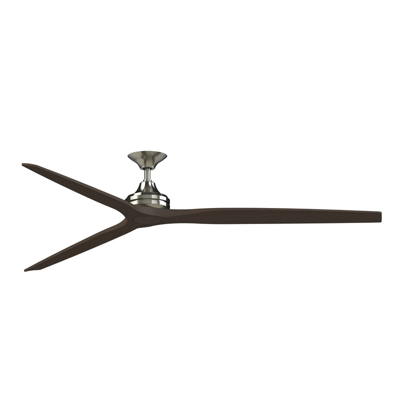Fanimation Spitfire DC Custom 84in Smart Ceiling Fan | Brushed Nickel and Dark Walnut Buttonwood Blades | Covered Patio | Model FPD6721BBN-84DWA