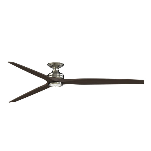 Fanimation Spitfire DC Custom 84in 3-Blade Flush Ceiling Fan | Brushed Nickel and Dark Walnut Buttonwood | Covered Patio | Model FPD6721BBN-84DWALKF