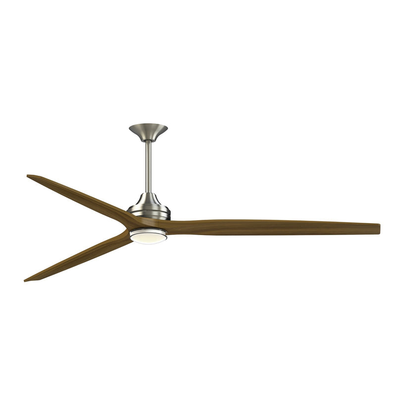 Fanimation Spitfire DC Custom 84in 3-Blade Downrod Ceiling Fan | Brushed Nickel and Koa Wood with Marine LED | Covered | Model FPD6721BBN-84K-DWLK