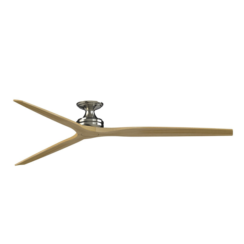 Fanimation Spitfire DC Custom 84in Flush Ceiling Fan | Brushed Nickel and Natural Buttonwood | Covered Patio & Low Ceilings | Model FPD6721BBN-84N-F