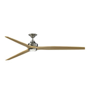 Fanimation Spitfire DC Custom 84in 1-Light Ceiling Fan | Brushed Nickel and Natural Buttonwood | Covered Patio & Living | Model FPD6721BBN-84N-LK