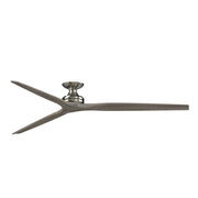 Fanimation Spitfire DC Custom 84in Flush Ceiling Fan | Brushed Nickel and Weathered Wood | Covered Patio & Great Room | Model FPD6721BBN-84WE-F