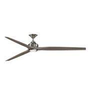 Fanimation Spitfire DC Custom 84in 1-Light Downrod Ceiling Fan | Brushed Nickel and Weathered Wood | Covered Patio & Great | Model FPD6721BBN-84WE-LK